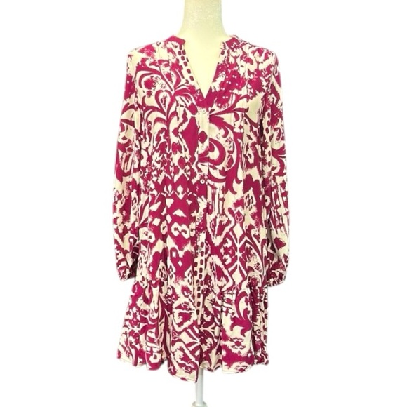 Zara Printed V-Neck Long Sleeve Ruffle Dress Women’s Size Small - Picture 11 of 15